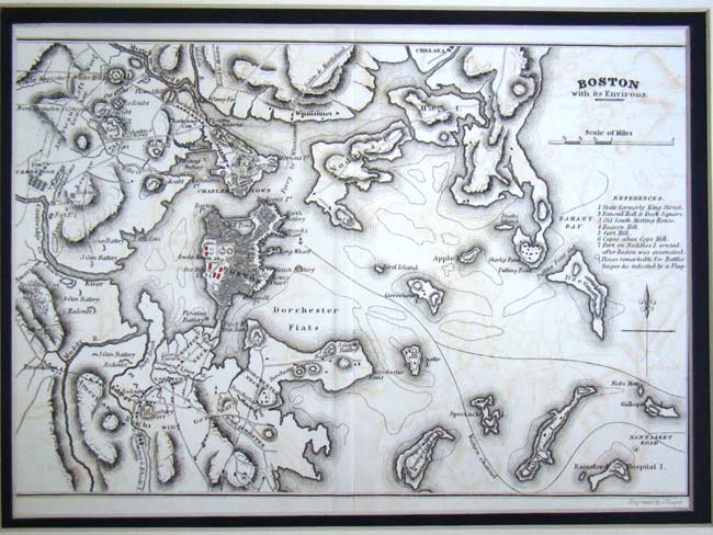 A Map of "BOSTON with its Environs" published by C P Wayne, Philadelphia, 1805
